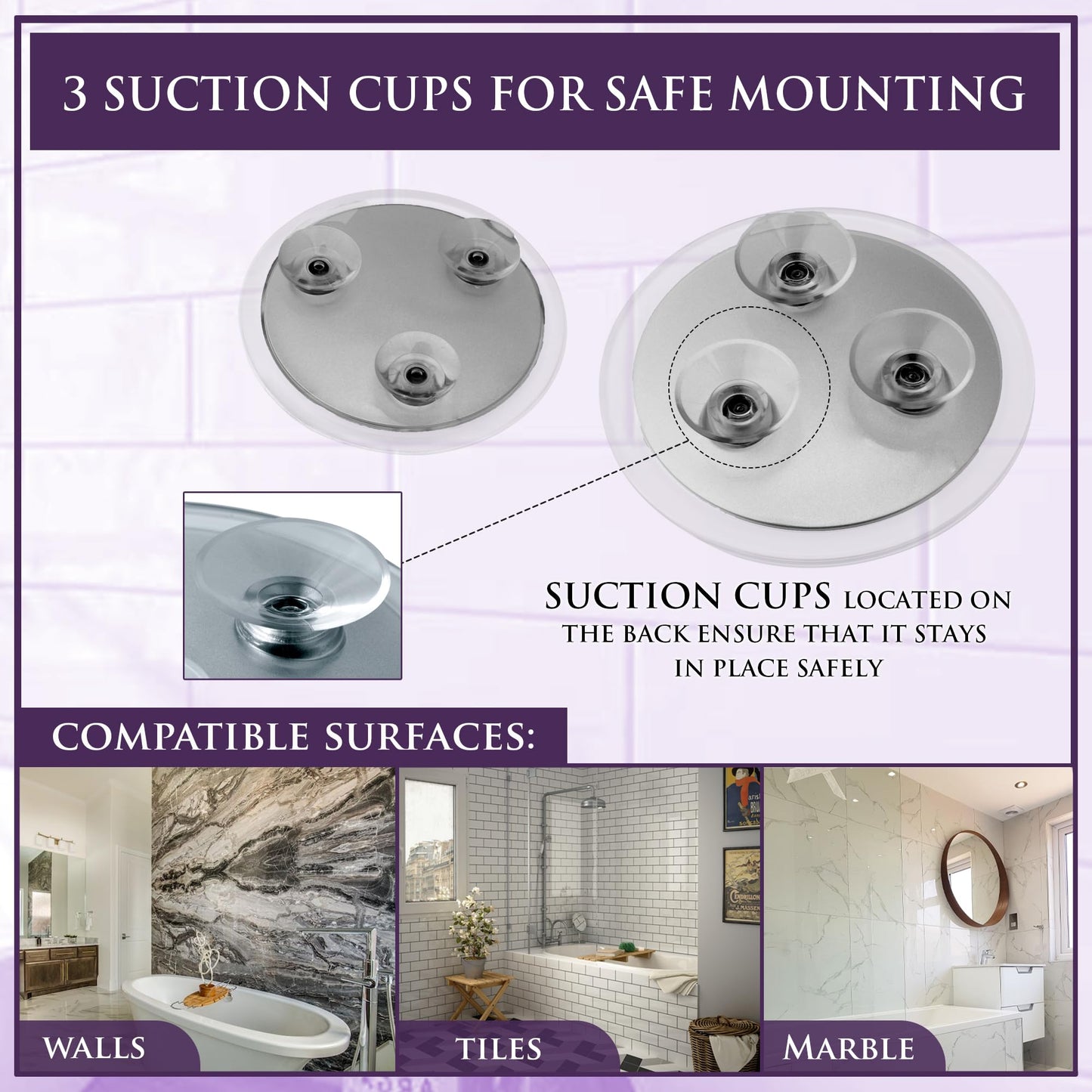 MIRRORVANA 20X & 10X Magnifying Mirror Set with 3 Suction Cups Each - Compact & Travel Ready Mirror for Makeup - Sizes: 6" and 4" Wide