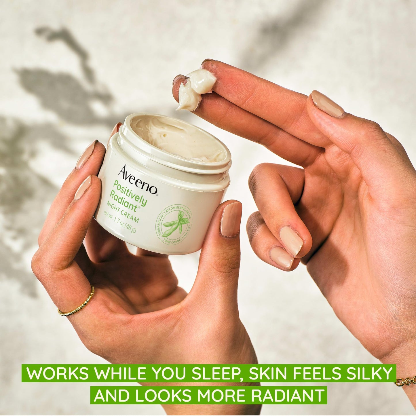 Aveeno Positively Radiant Night Cream, 1.7oz – Face & Neck Moisturizer with Soy & Niacinamide to Brighten, Even Tone & Texture