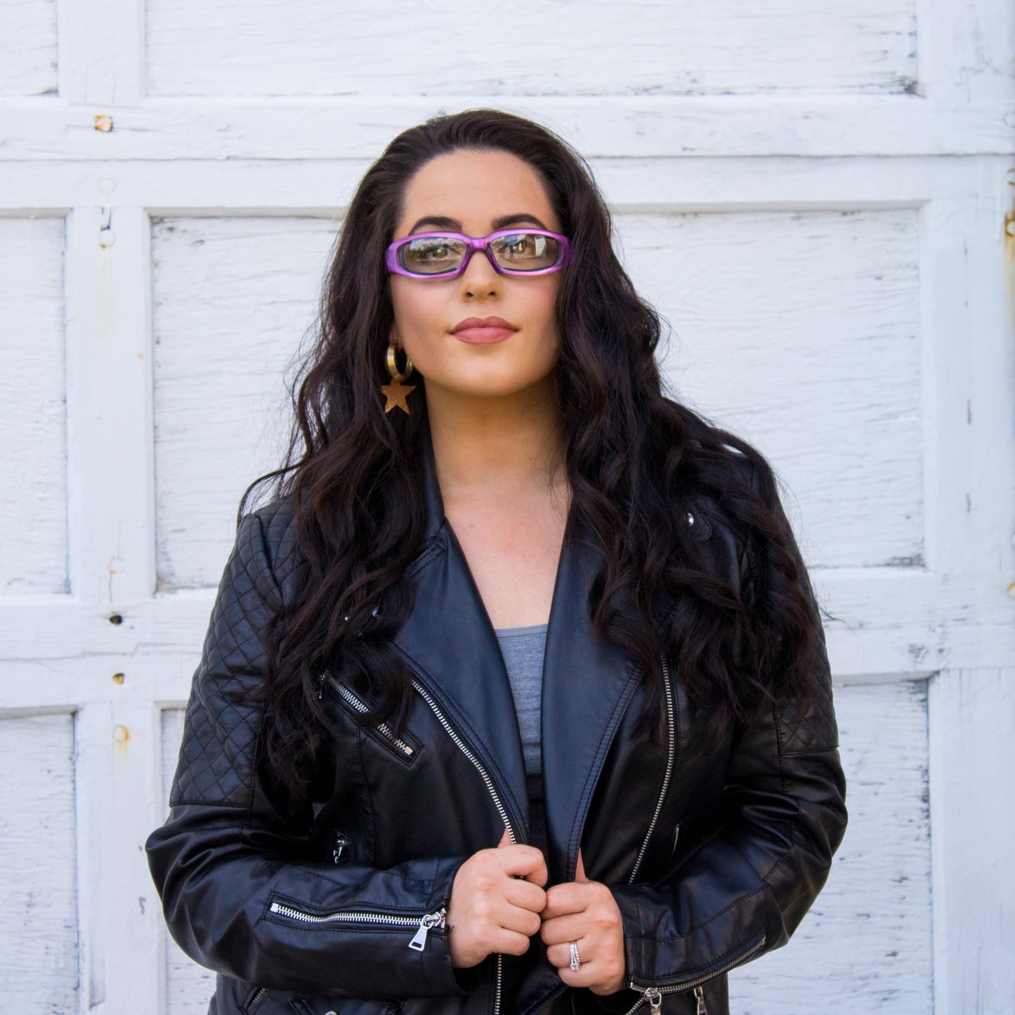 Birdz Eyewear Chill Women's Motorcycle Sunglasses Padded Purple Frame with Clear Lenses