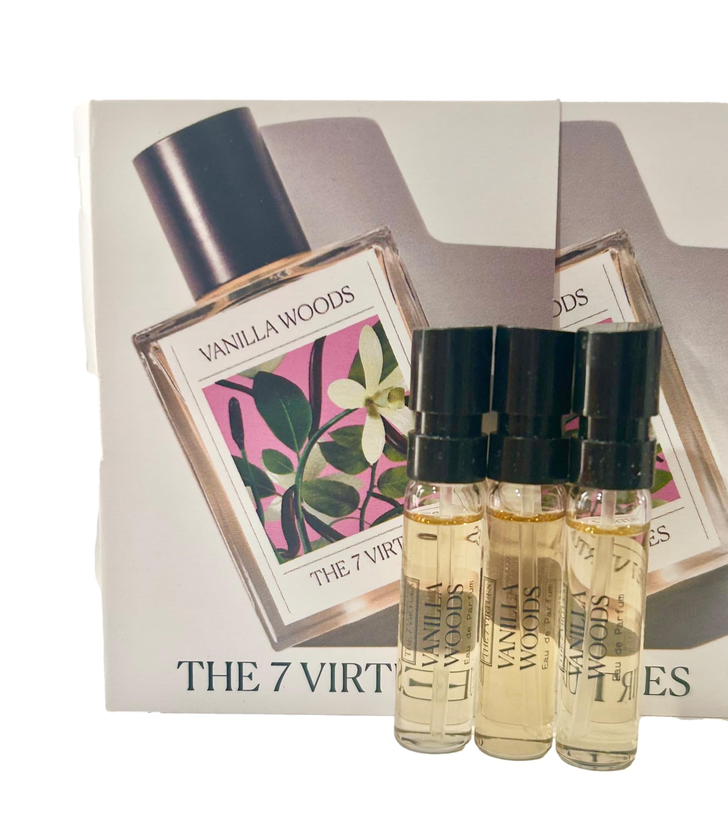The 7 virtues VANILLA WOODS Sample Perfume Women Pour Femme EDP Spray 1.7 ml oz - set of 3 (0492)