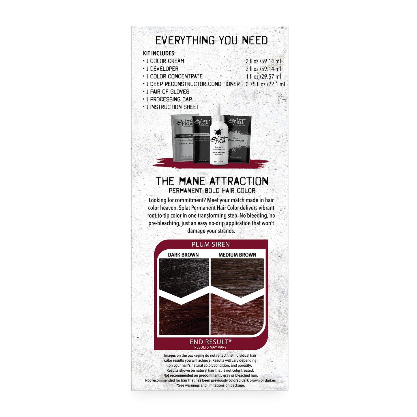 Splat Plum Siren Double Lift Permanent Hair Dye Kit, 1 Application, Includes Plum Hair Color, Developer, Concentrate, Conditioner, Gloves, Processing