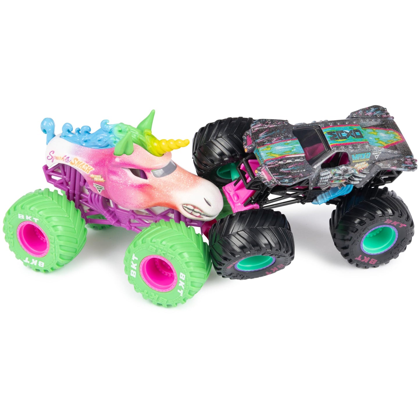 Monster Jam Nitro Neon 1:64 Scale Die-Cast Trucks – Sparkle Smash vs Max-D, Official Monster Trucks Toys for Kids Ages 3+
