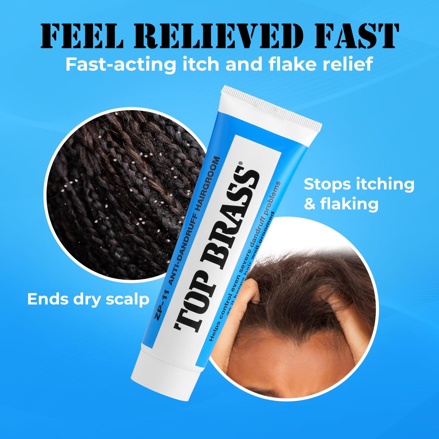 Top Brass Anti Dandruff Hair Cream for Men & Women - Hair Cream for Styling Infused with Beeswax & Candelilla - Relieves Scalp Dryness, Dandruff