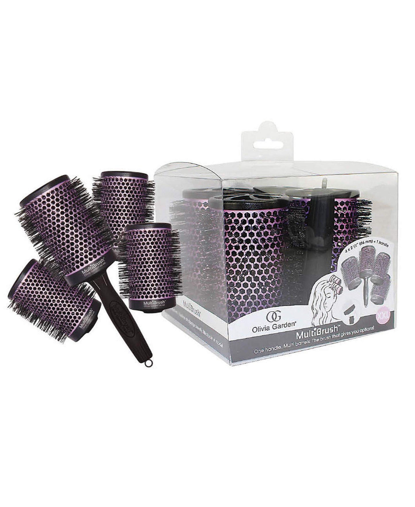 Olivia Garden MultiBrush Detachable Thermal Styling Hair Brush (5-Piece Kit 2 1/2" 66mm)