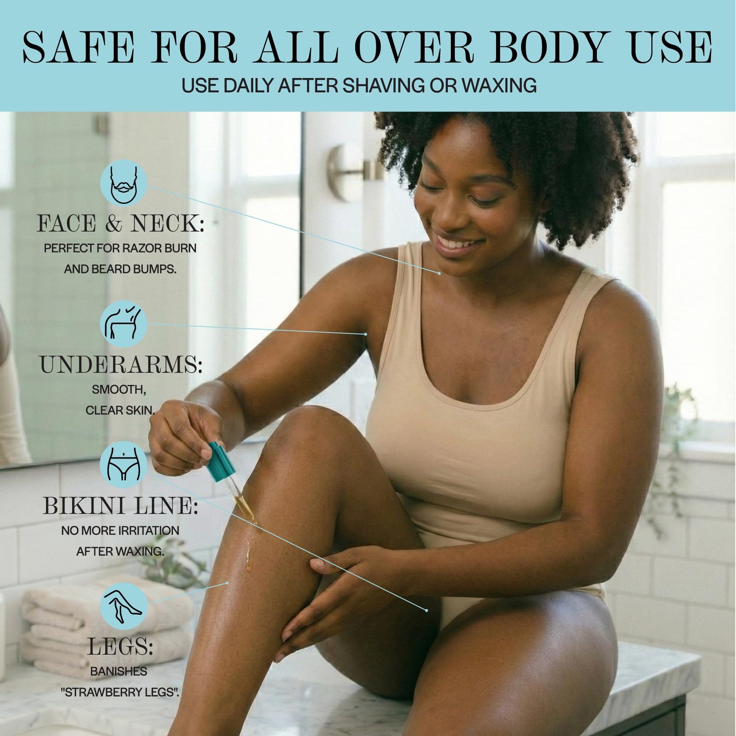BASE LABORATORIES Ingrown Hair Treatment Oil - Soothing After Shave Oil Prevents Ingrown Hairs, Soothes Razor Bumps for Bikini Area, Legs, Underarms Beauty and Personal Care BASE LABORATORIES