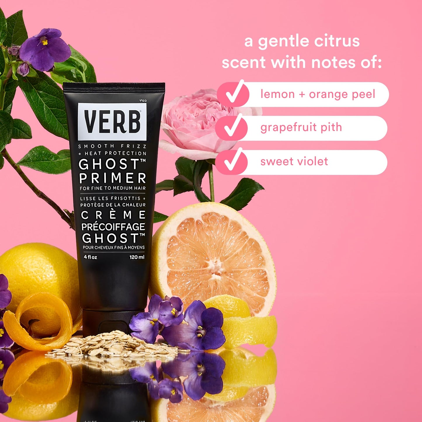 VERB Ghost Primer Heat Protectant, 4 fl oz - Infused with Moringa Oil - Frizz Control Styling Cream - Vegan, No Parabens or Harmful Sulfates