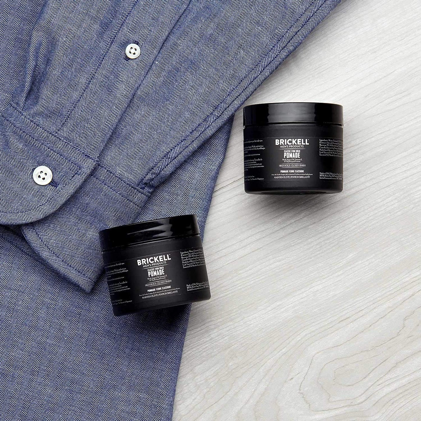 Brickell Men's Hair Styling Firm Hold Pomade for Men, Natural & Organic With Strong Hold & High Shine Finish, 2 Ounces, Scented