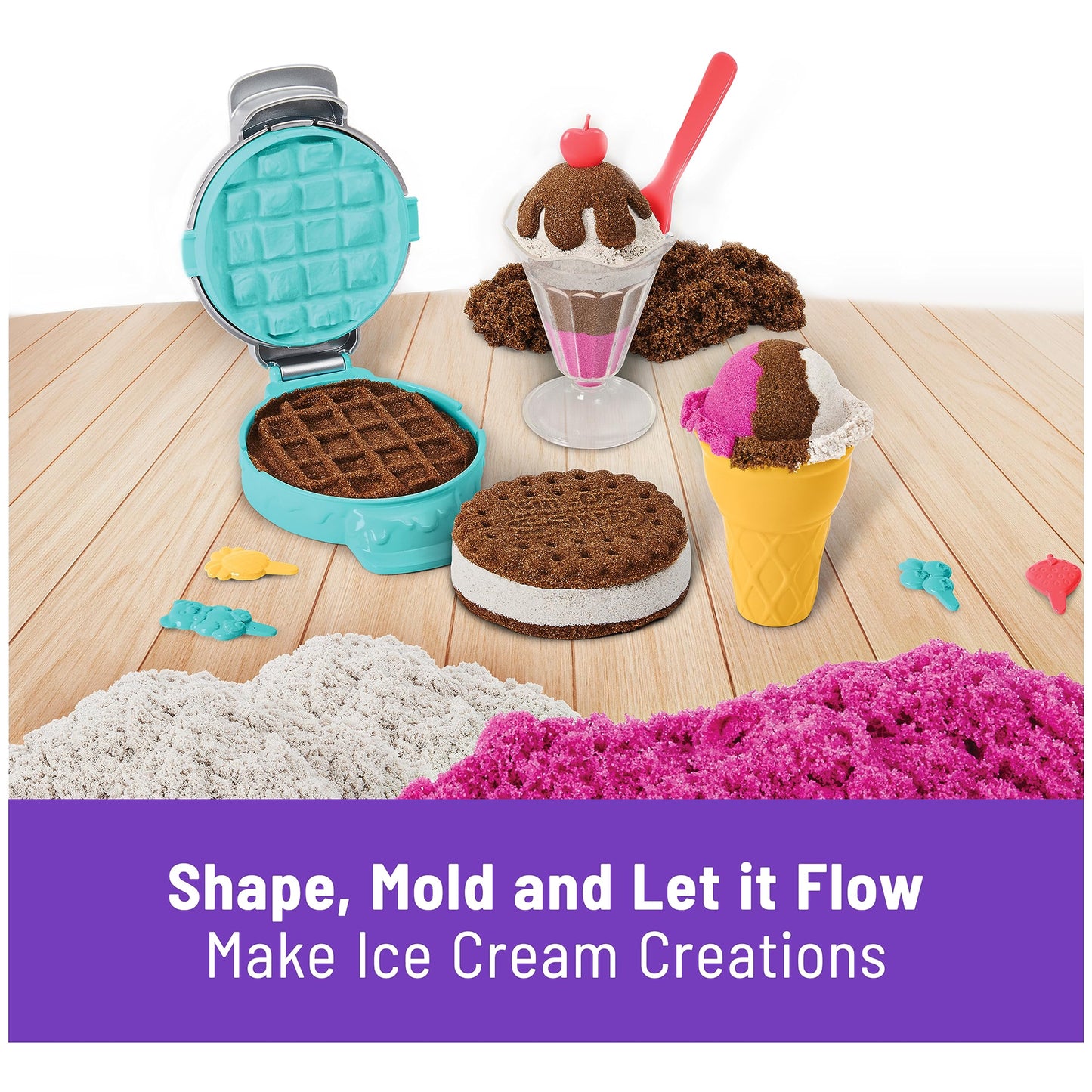 Kinetic Sand Scents, Ice Cream Treats Playset with 3 Colors Scented Play Sand & 6 Tools, Sensory Toys for Kids Ages 3 and up