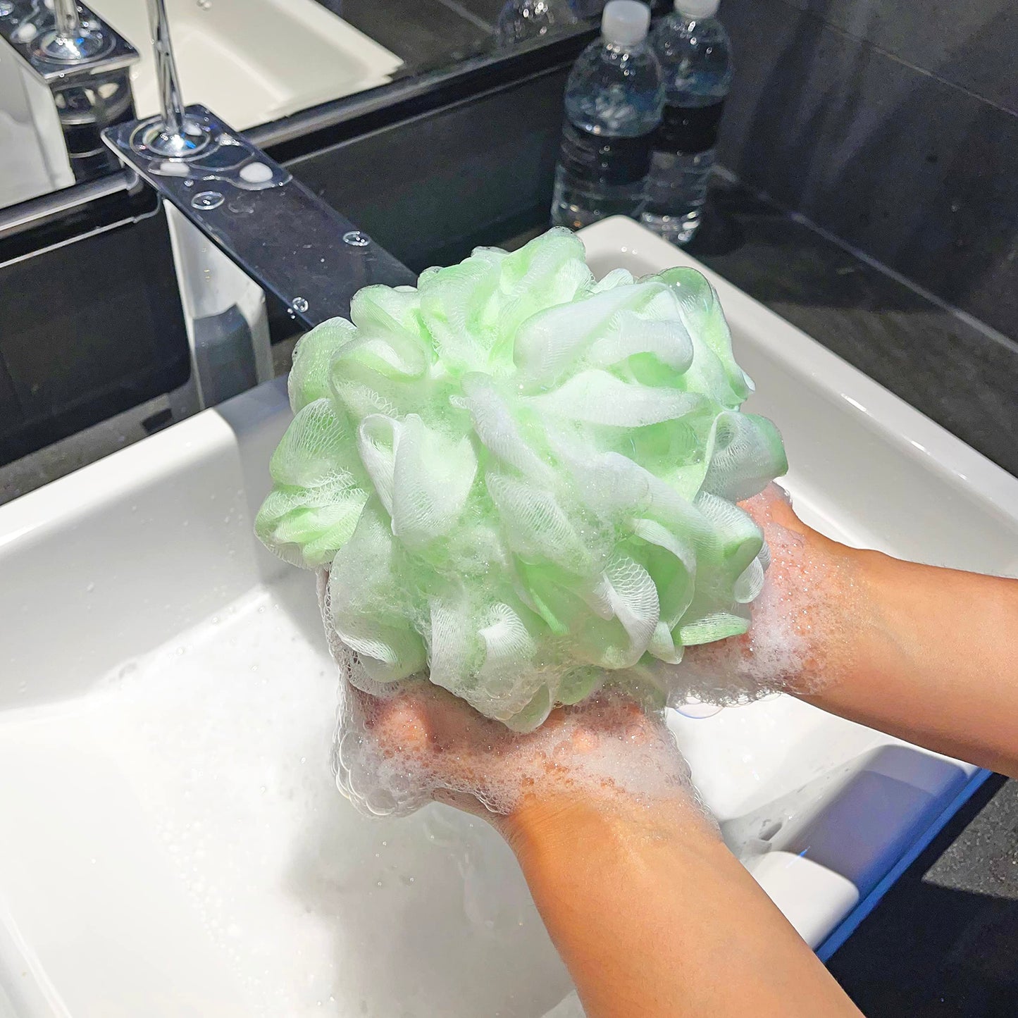 Bath Shower Bath Sponge Shower Loofahs Balls 75g/PCS for Body Wash Bathroom Men Women- Set of 4 Flower Color