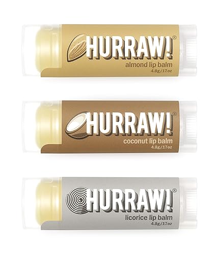 Hurraw! Almond, Coconut, Licorice Lip Balms, 3 Pack Bundle: Organic, Certified Vegan, Cruelty and Gluten Free. Non-GMO, 100% Natural. Bee, Shea, Soy