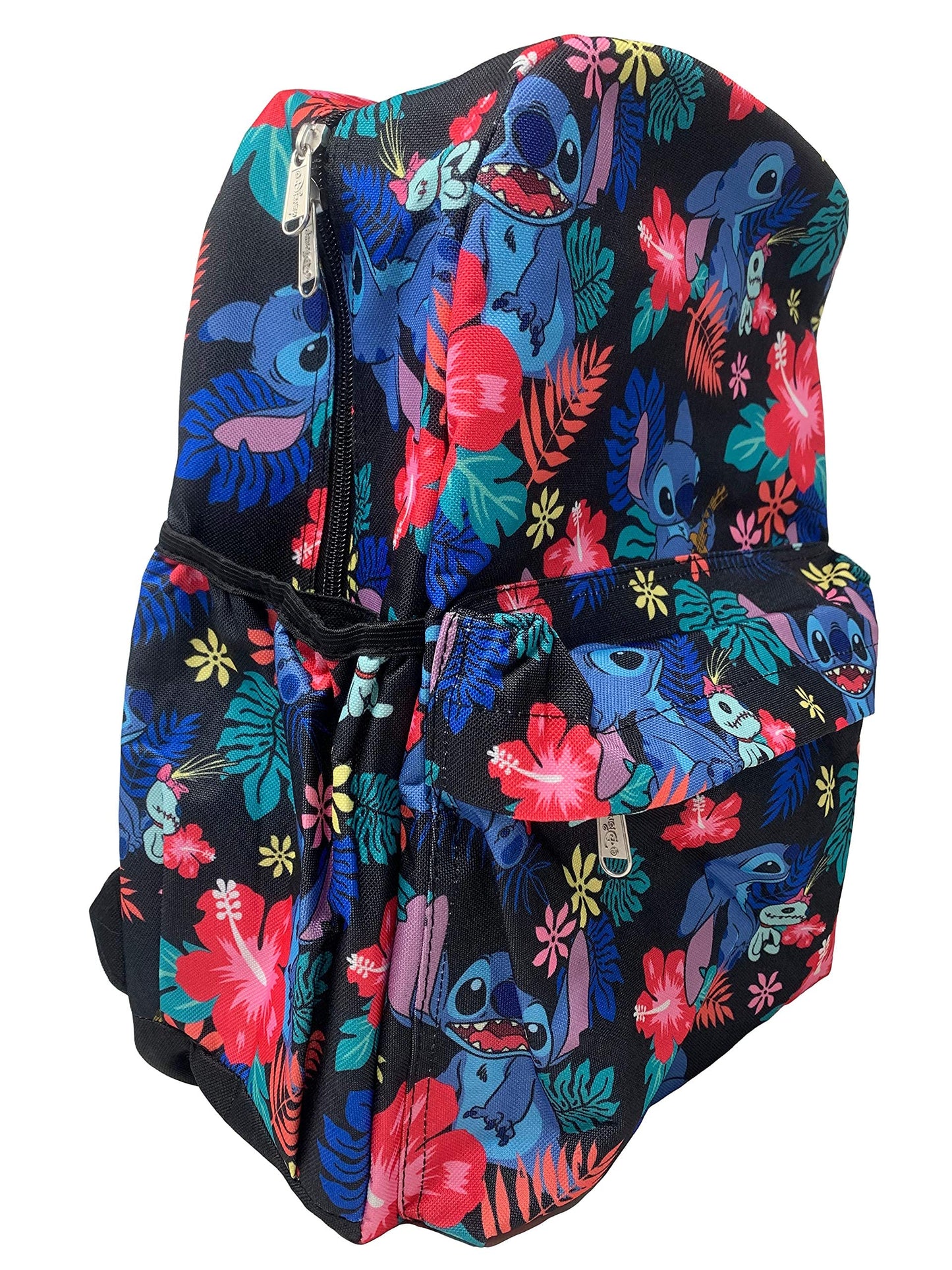 Disney Lilo and Stitch Allover Print Black 16 inch Girls Large School Backpack-black