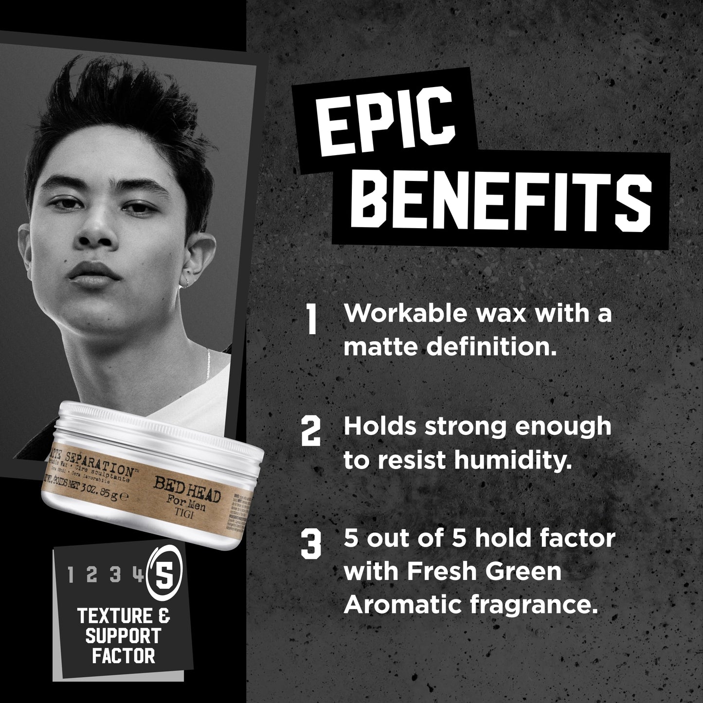 TIGI Bed Head for Men Matte Separation Workable Wax - Use for Strong Hold - For Men's Hairstyles - Use on Damp or Dry Hair - Premium Strong Hold Hair