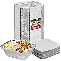 Small Aluminum Pans Take Out Containers (50 Pack) 50 Foil Oblong Pans and 50 Cardboard Lids - 1 Lb Tin Pans - Disposable Food Storage Containers…