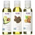 Now Foods Variety Moisturizing Oils Sampler: Sweet Almond, Avocado, and Jojoba Oils - 4oz. Bottles each