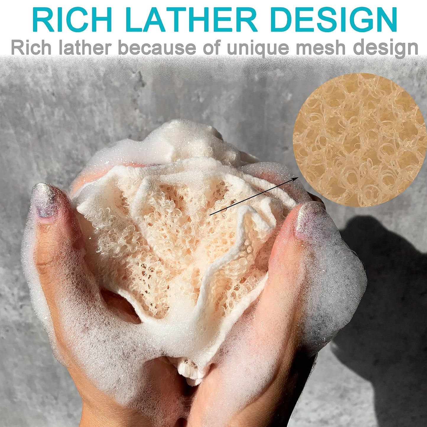 Super Exfoliating Home Spa Weave Loofah Shower Sponge Pouf Mesh Brush - Bath Spa Puff Scrubber Ball - Face Body Poof - Rich Foams Bubble?4.7" Each?