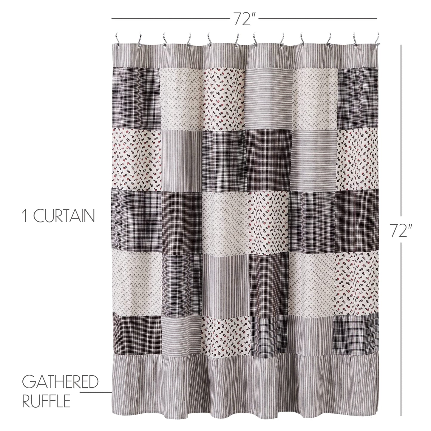 VHC Brands Florette Patchwork Shower Curtain 72x72