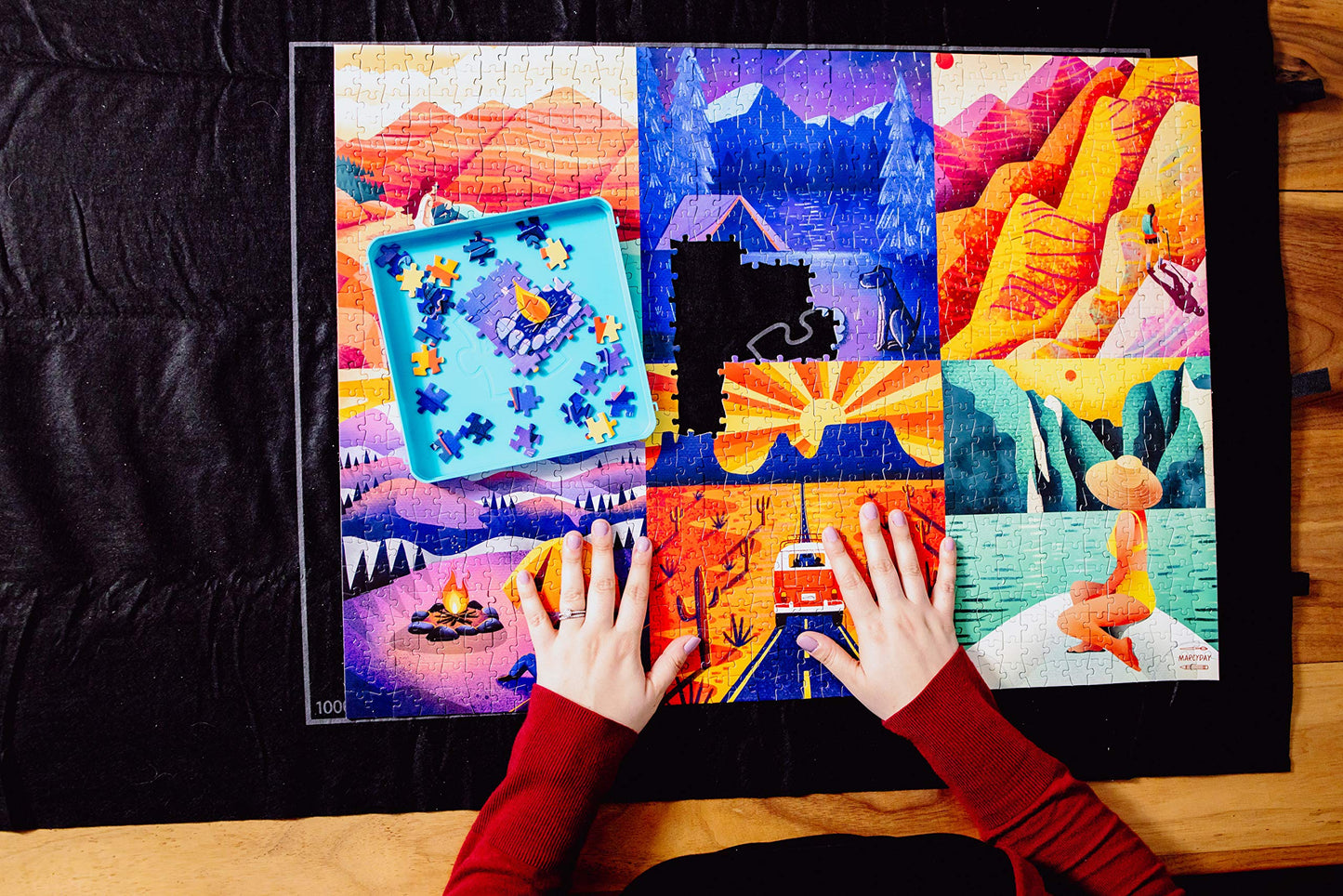 Buffalo Games - Roll-Up Puzzle Mat - Puzzle Saver and Assembly Accessory - Felt Mat - Fits up to 1500 Piece Puzzle - Black