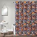Lush Decor Pixie Fox Shower Curtain, 72" W x 72" L, Navy - Navy Shower Curtain - Fun Kids Floral & Animal Bathroom Decor