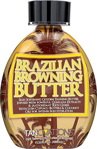 Ed Hardy Brazilian Browning Butter Dark Tanning Lotion - Skin Softening Golden Tanning Butter with Cupuacu Butters & Coconut Oils for Intense Skin