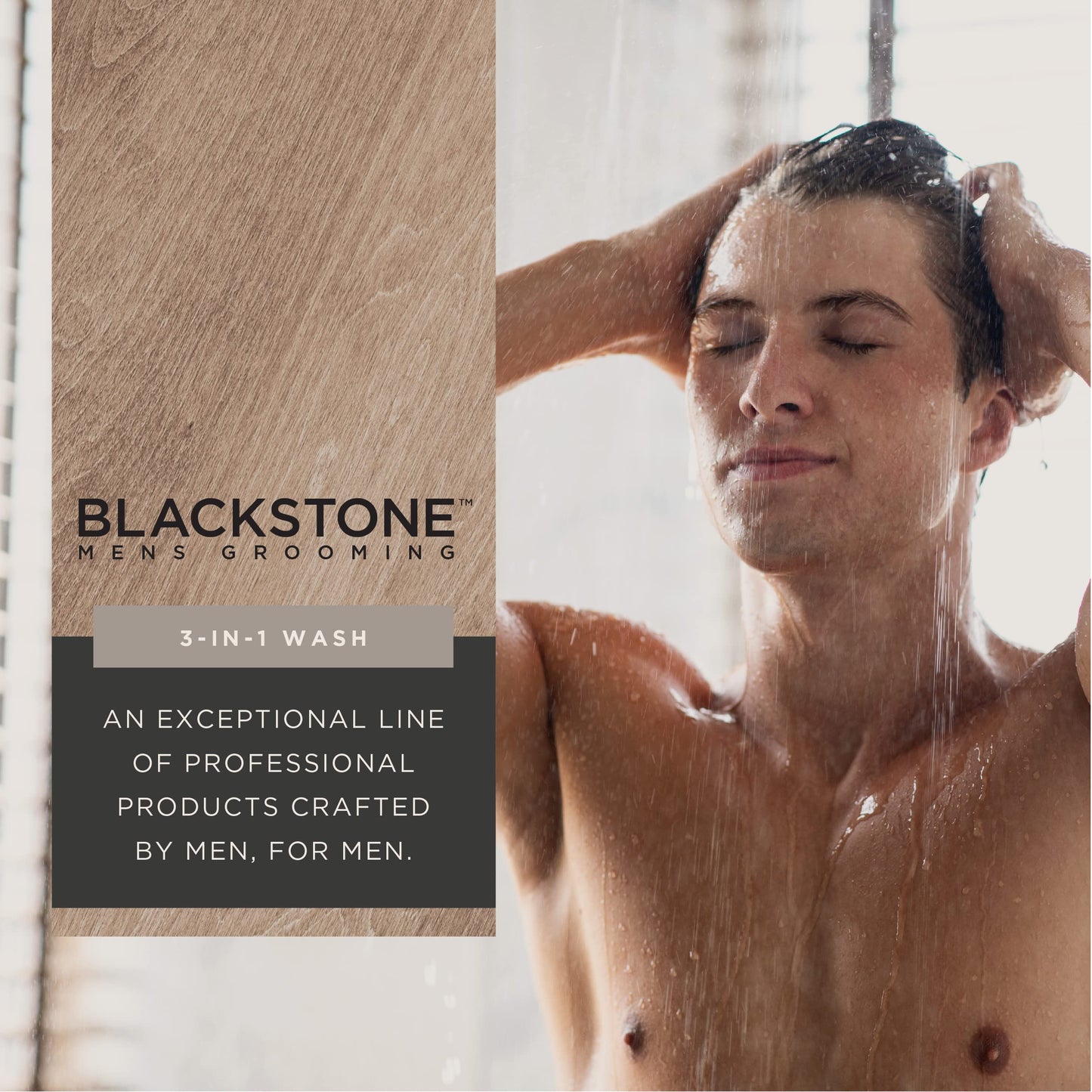 Blackstone 3-in-1 Wash for Men | Cleanses & Conditions Hair, Body, & Face | For All Skin & Hair Types | With Caffeine, Vitamin C, Hemp Seed Oil