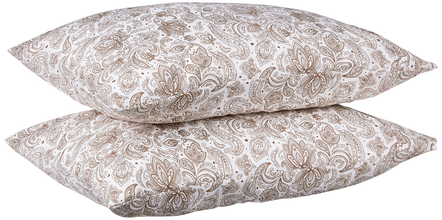 Valerian Paisley Printed Pillowcases 2-Piece Set Egyptian Quality 1500 Thread Count Timeless Classic Designs Soft and Smooth Weave, Wrinkle Resistant,