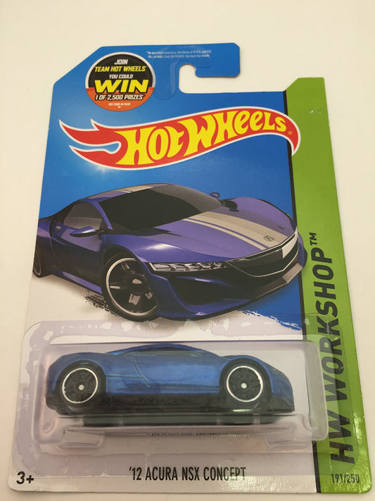 Hot Wheels 2015 HW Workshop '12 Acura NSX Concept 191/250, Metallic Blue
