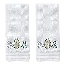 SKL Home Sprouted Palm Hand Towel Set, White, 2 Count