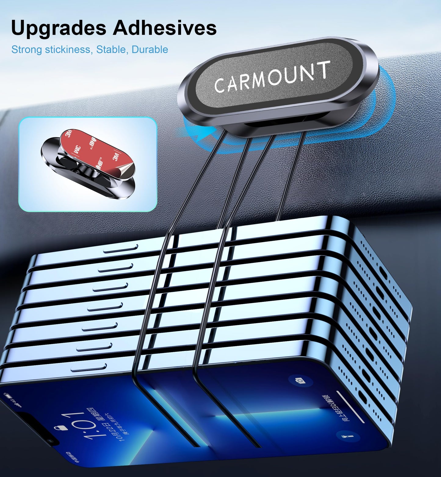 【2-Pack】 Magnetic Phone Holder for Car【Super Magnets】Carmount 2.0 Magnetic phone Mount【360°Rotation】Universal Dashboard Cell Phone Holders for Your…