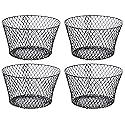 Small Metal Rectangular, Oval and Round Wire Baskets with Handles, Black and White, 4-ct Sets (Round Black Without Handles)
