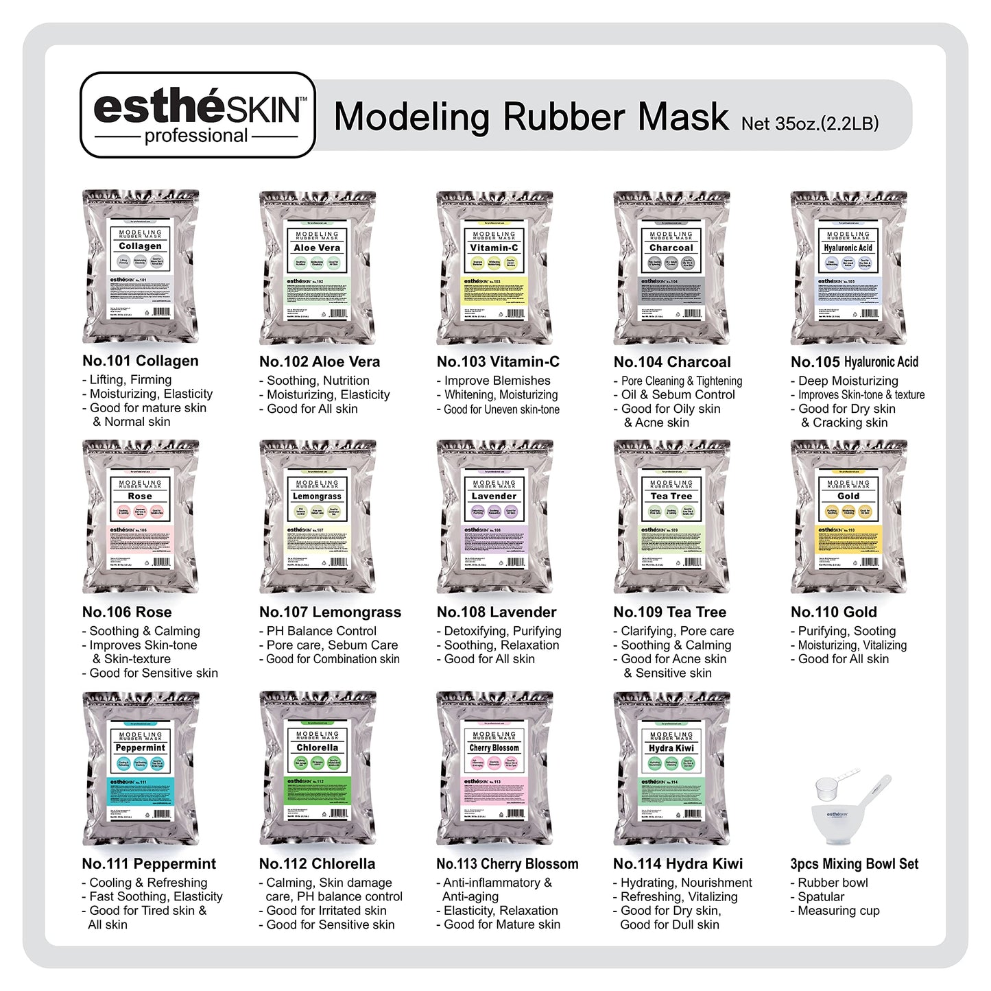 estheSKIN No.112 Chlorella Modeling Mask Powder for Professional Facial Treatment, 35 Oz. (1 pack)