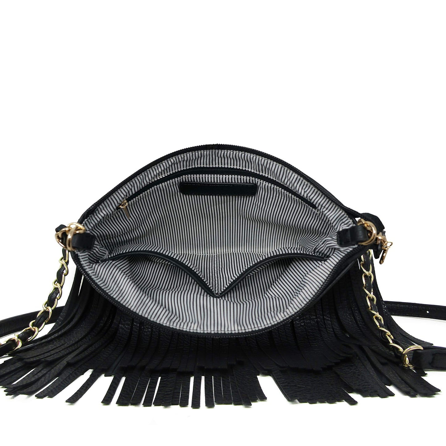 Solene Fringe Crossbody Shoulder Bag with Strap, Tassel Messenger bag, Country Style Western Fringe Purse for Women - Black
