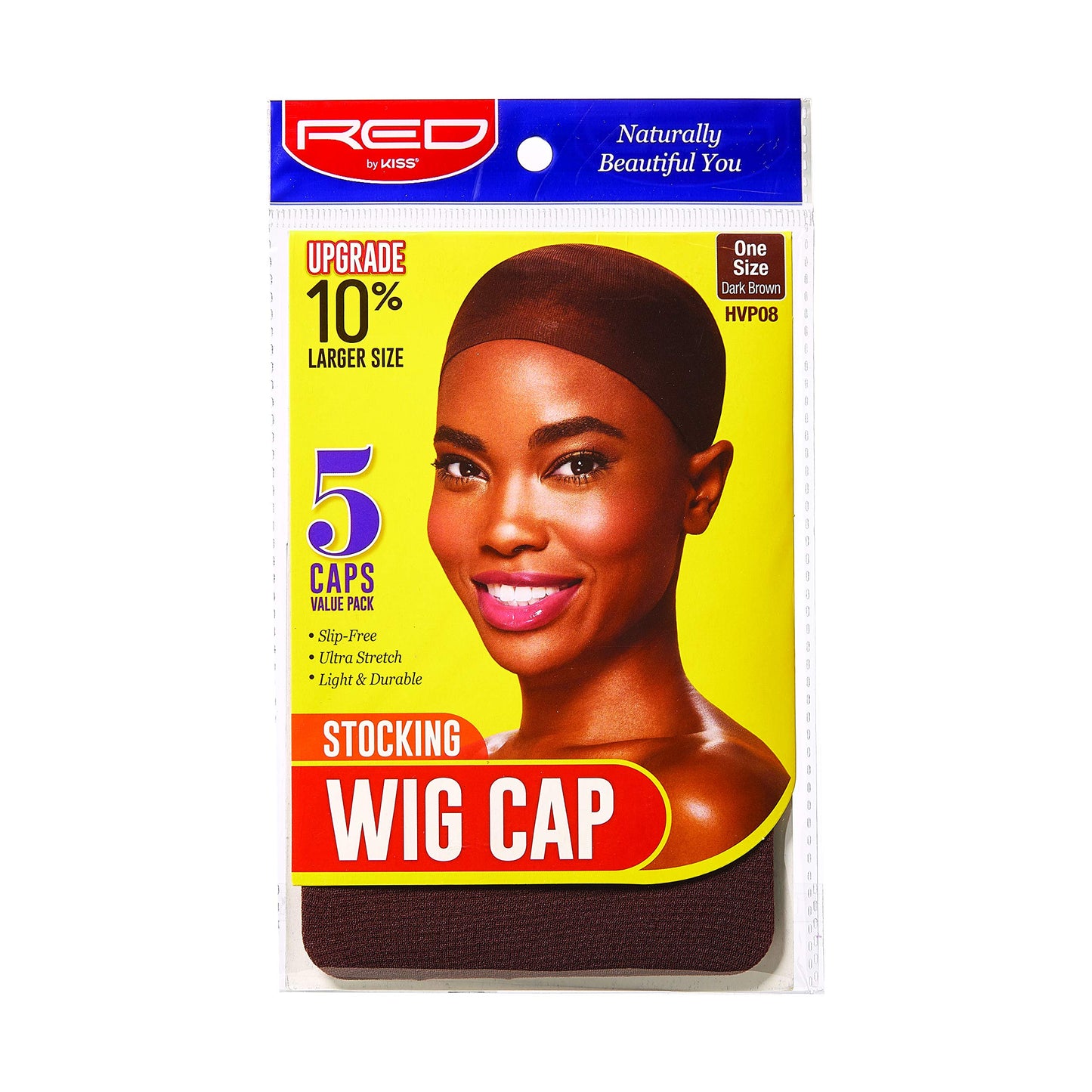 Red by Kiss Stocking Wig Cap 5 PCS (Dark Brown) with Lace Wig Powder Tinted (Medium Dark Brown)