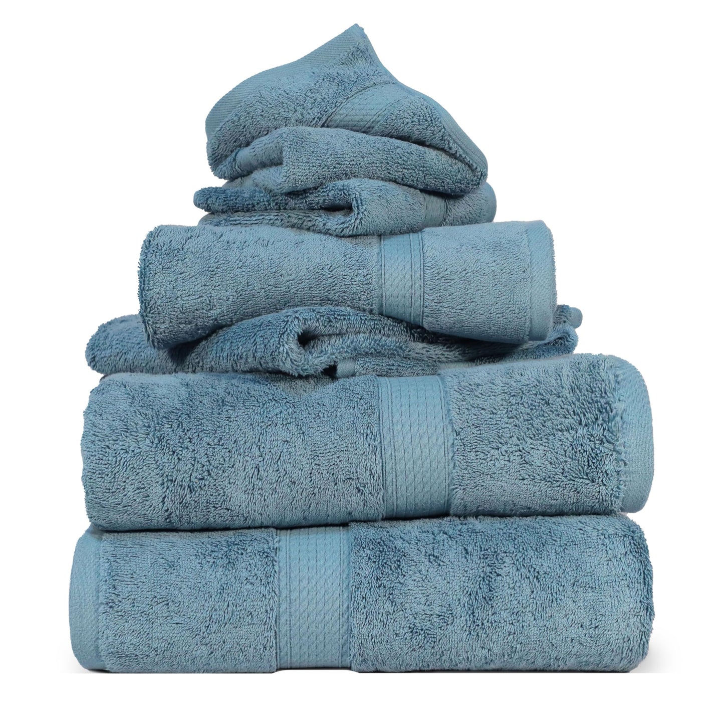 Superior Egyptian Cotton Pile 6 Piece Towel Set, Includes 2 Bath, 2 Hand, 2 Face Towels/Washcloths, Ultra Soft Luxury Towels, Thick Plush Essentials…