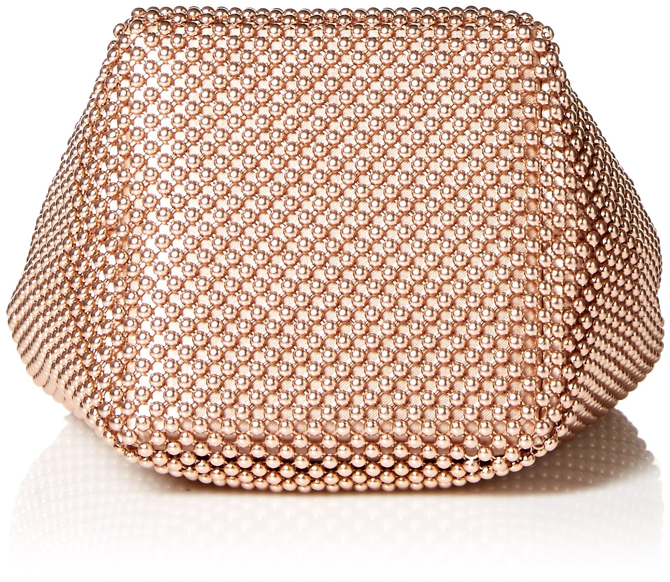 Jessica McClintock Womens Gwen Ball Mesh Ring Wristlet Pouch Clutch, Rose Gold