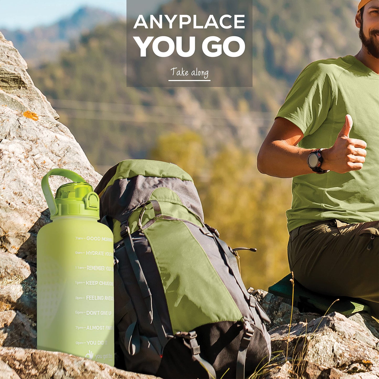 YOU GOT THIS LIVING Motivational Water Bottle with Straw & Handle,One Gallon Water Bottle 128 oz/3.8L,Reusable Water Jug, Achieve All-Day Hydration