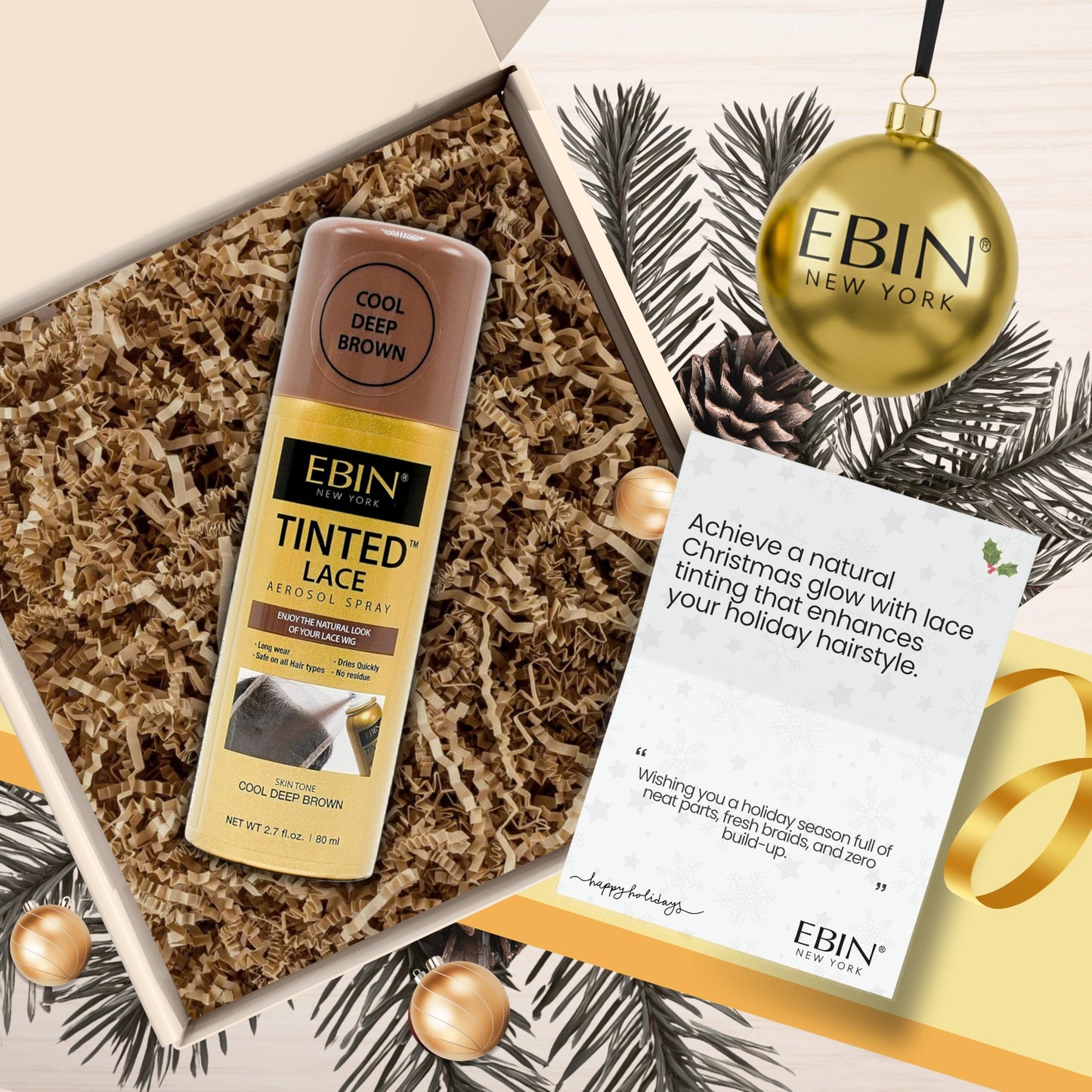 EBIN NEW YORK Tinted Lace Spray Cool Deep Brown | Quick Dry, Water Resistant & High Pigment Lace Tint for Wig | Even Spray, No Residue & Natural