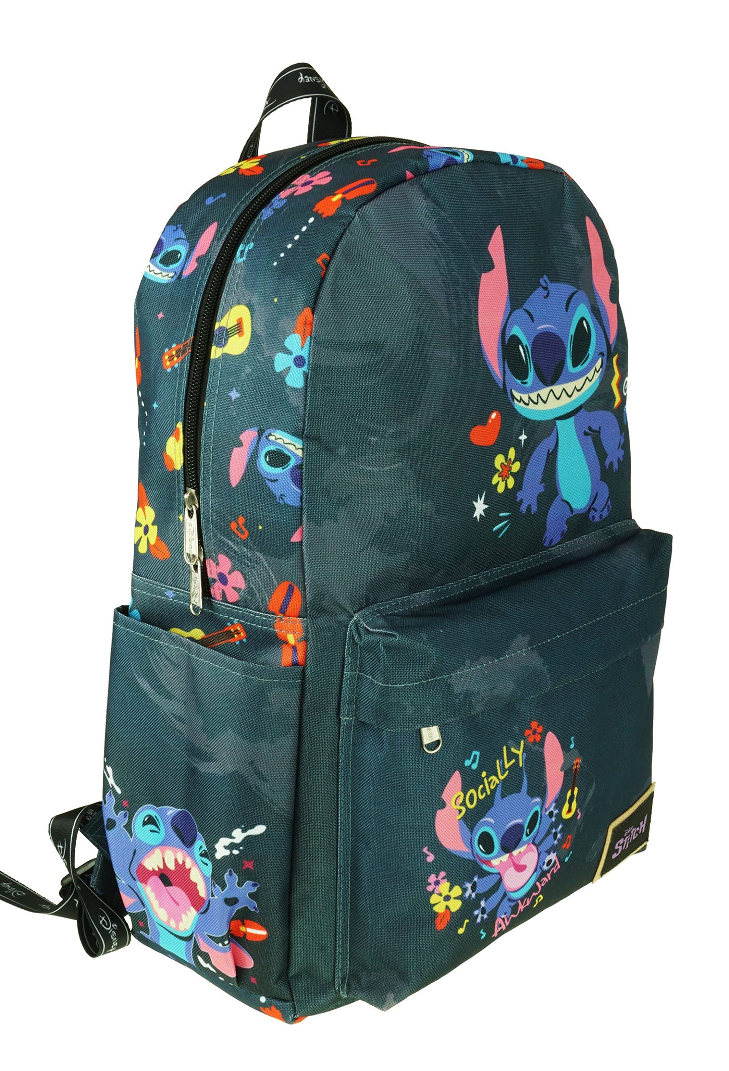 KBNL Classic Disney Lilo & Stitch Backpack with Laptop Compartment for School, Travel, and Work (Black), Multicolor, A22211-Lilo&Stitch