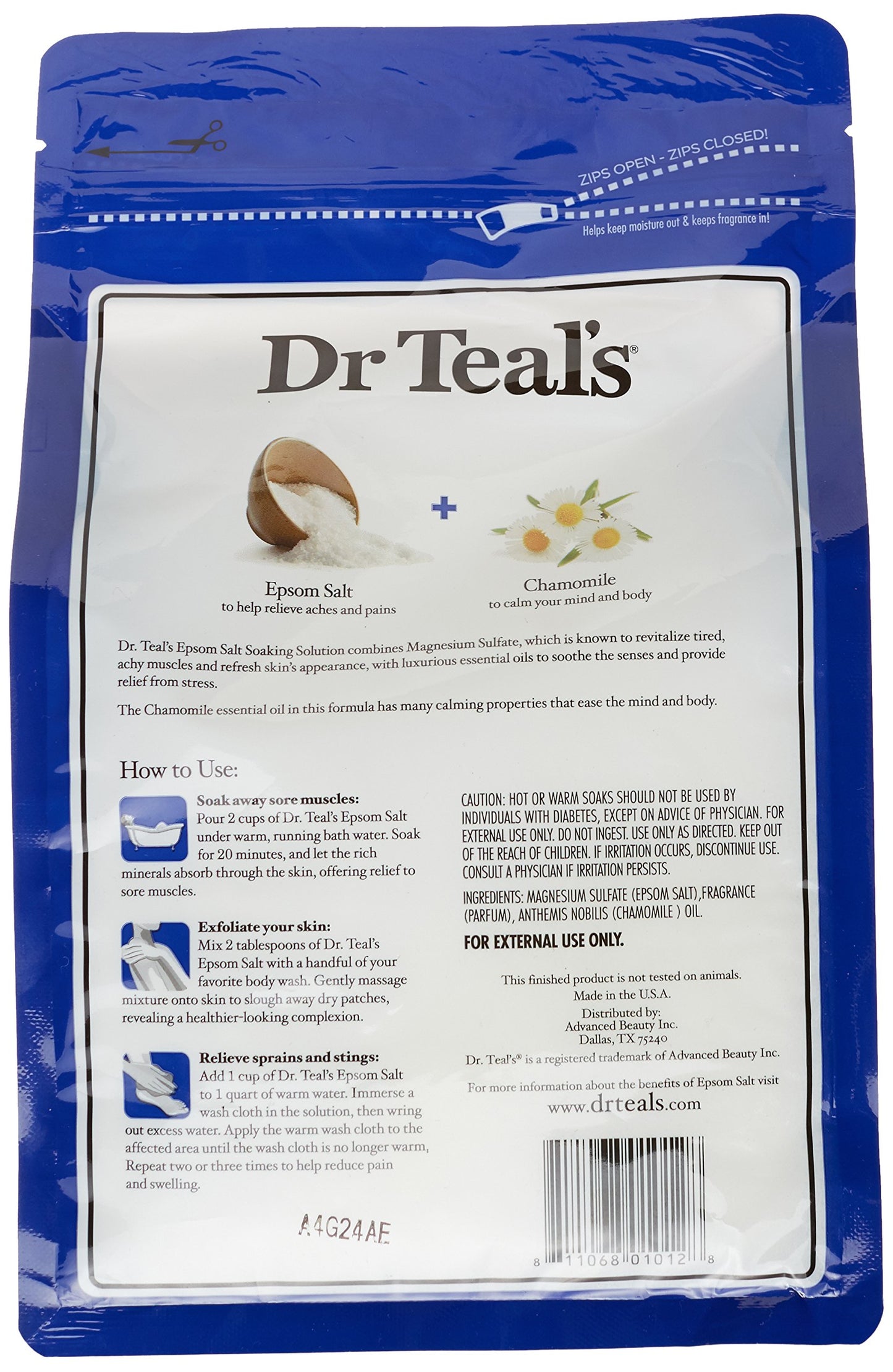 Dr Teal's Epsom Salt Soaking Solution, Chamomile, 48 Ounce Beauty and Personal Care Dr Teal's