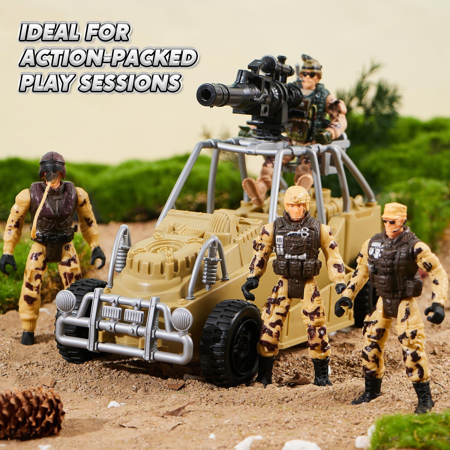 JOYIN Military Base Playset – Army Vehicles, Soldier Action Figures & Weapon Gear Accessories, Military Combat Toys for Kids