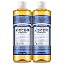 Dr. Bronner's Magic Soap-Pure-Castile Liquid Soap (Peppermint, 16 ounce, 2-Pack)-Regenerative Organic Certified Oils, 18-in-1 Uses: Body, Hair