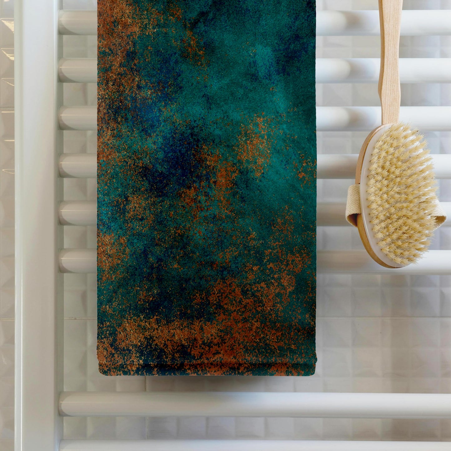 3dRose Towel, Teal and Image of Copper Abstract, 15x22 Hand Towel