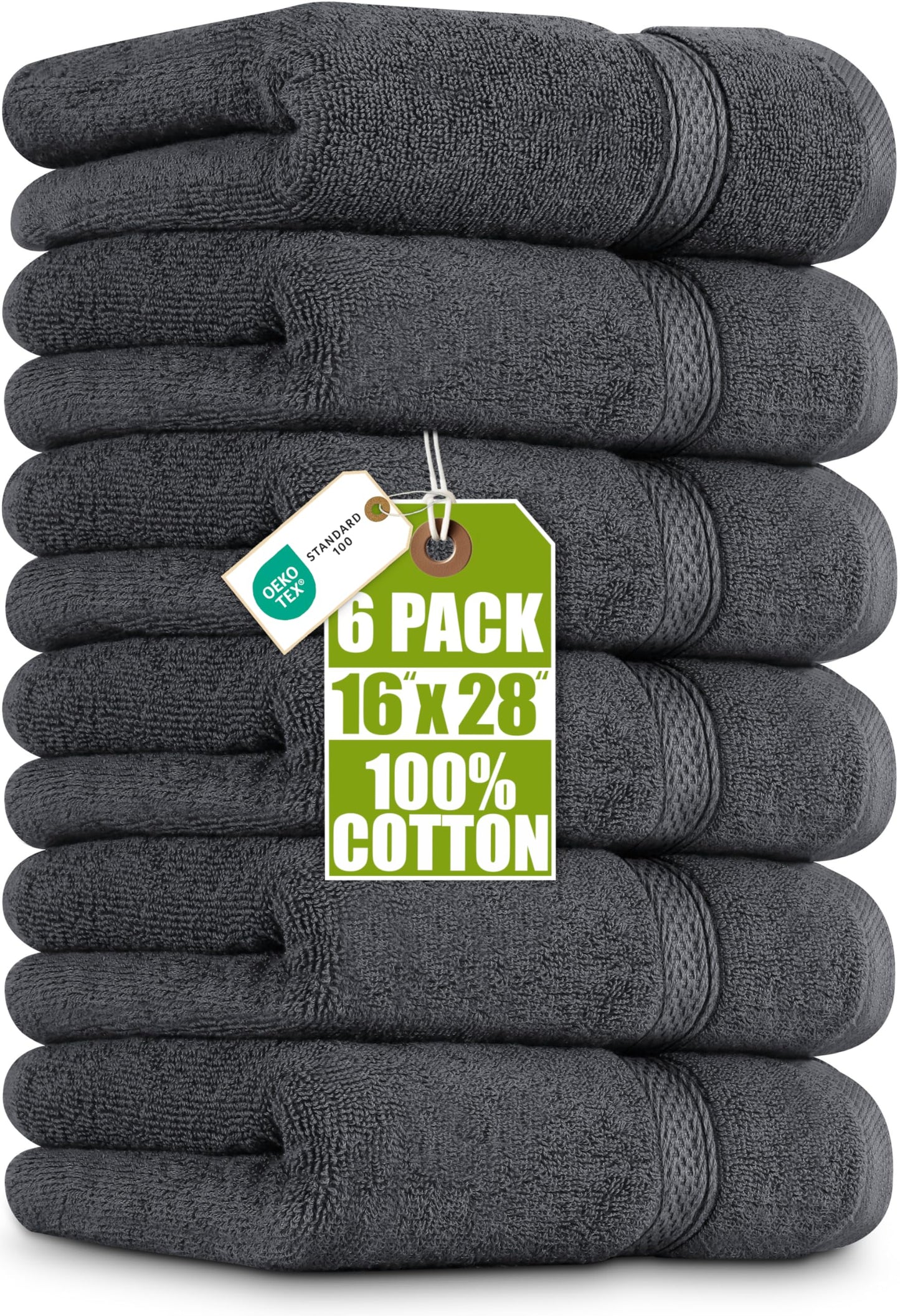 Utopia Towels 6 Pack Premium Hand Towels Set, 16 by 28 inches, 100% Ring Spun Cotton, Ultra Soft and Highly Absorbent 600GSM Towels for Bathroom…