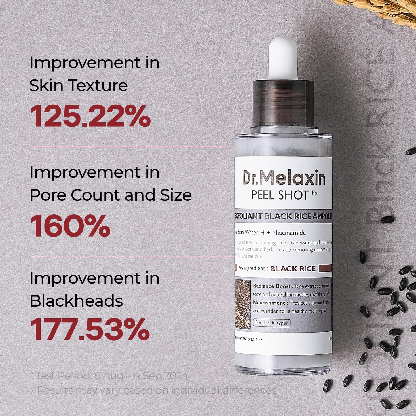 Dr.Melaxin Peel Shot Black Rice Exfoliating Ampoule, Face Exfoliator with AHA BHA Niacinamide Rice Bran Water, Blackhead Remover, Pore Minimizer Beauty and Personal Care Dr.Melaxin
