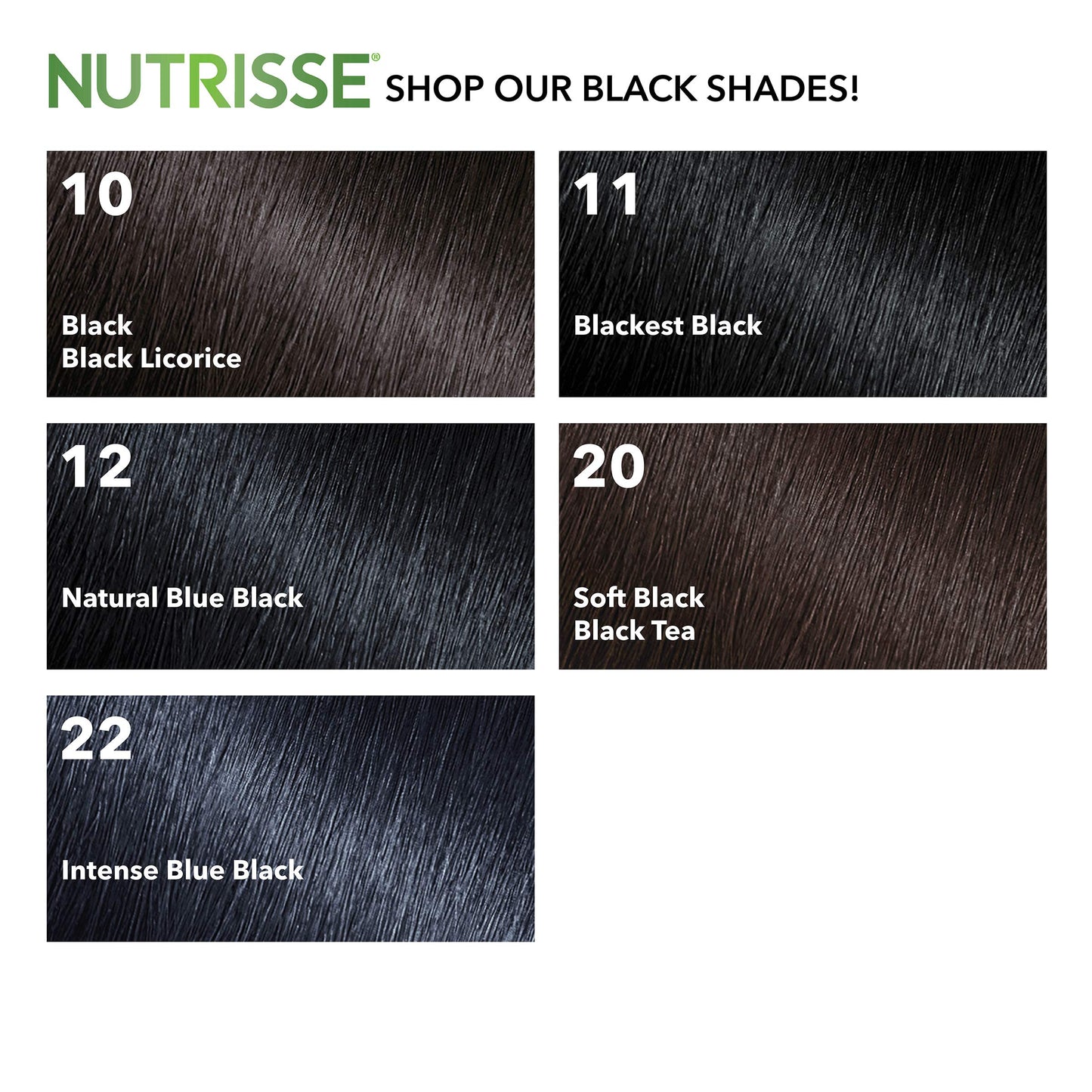 Garnier Nutrisse Nourishing Hair Color Creme, 20 Soft Black (Black Tea) (Packaging May Vary)