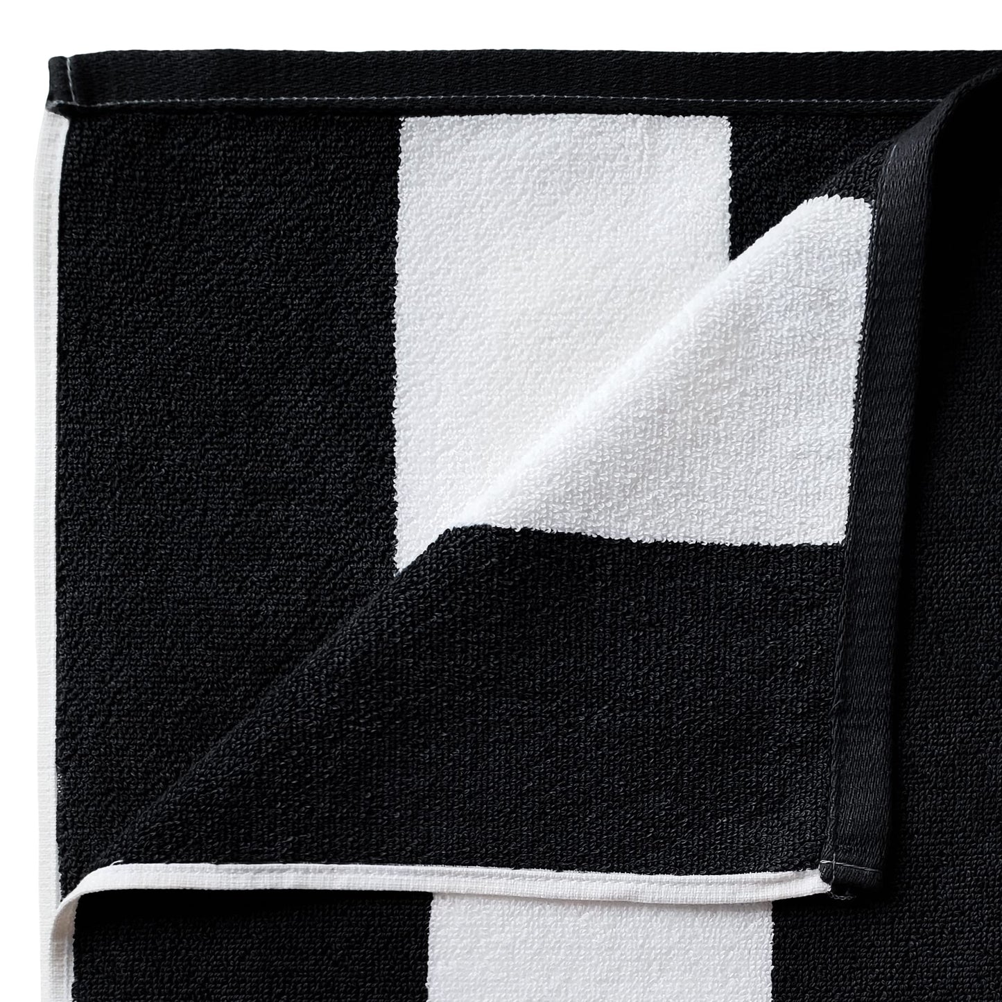 Beachland Luxury Large Beach Towel 40 x 72 inch - Extra Soft Cabana Stripe Hotel and Resort Style - Terry Yarn Dyed 100% Cotton (Black 1 Towel)