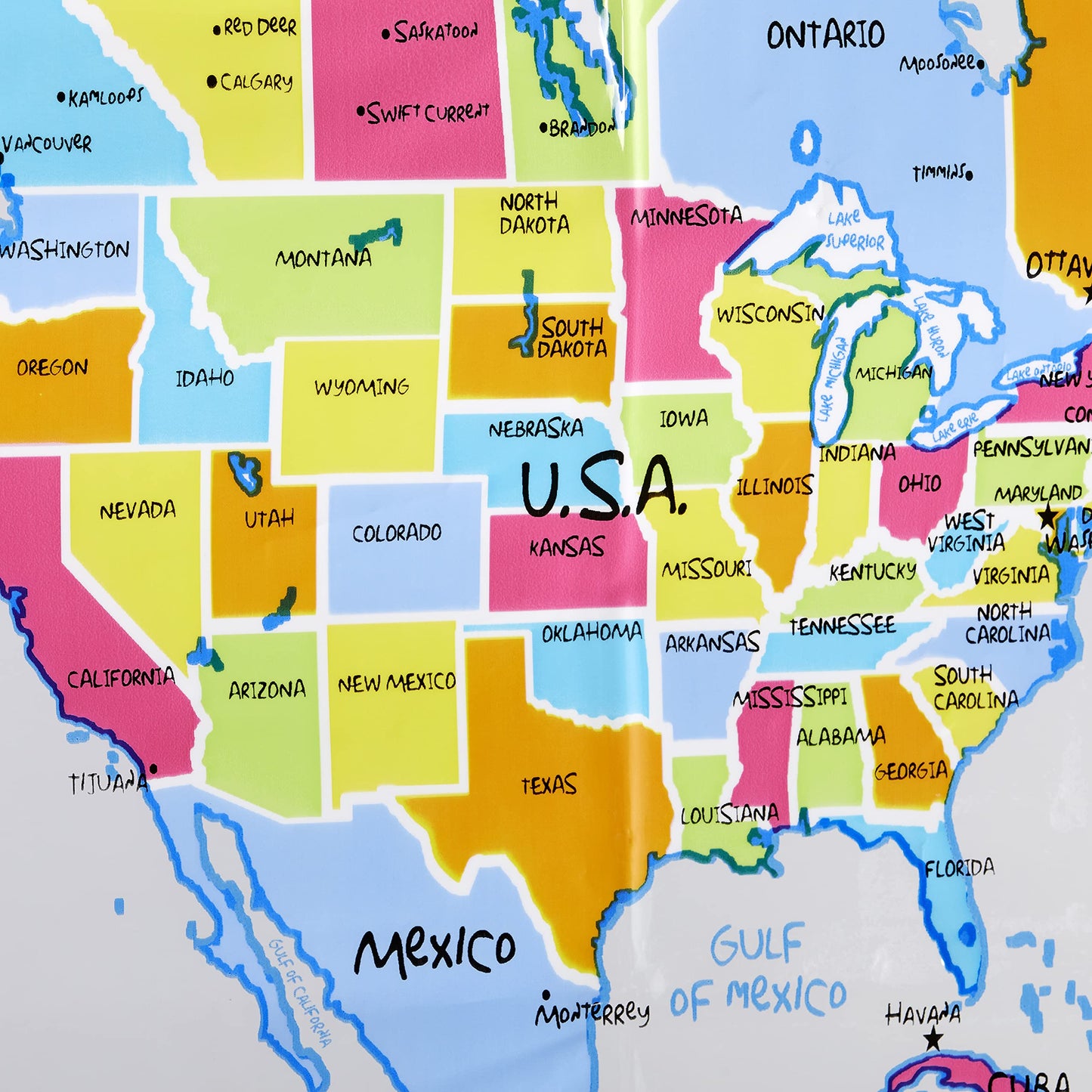 SKL Home The World Map Waterproof PEVA Shower Curtain, Educational/Geography/Kids Bath, Clear/Multi