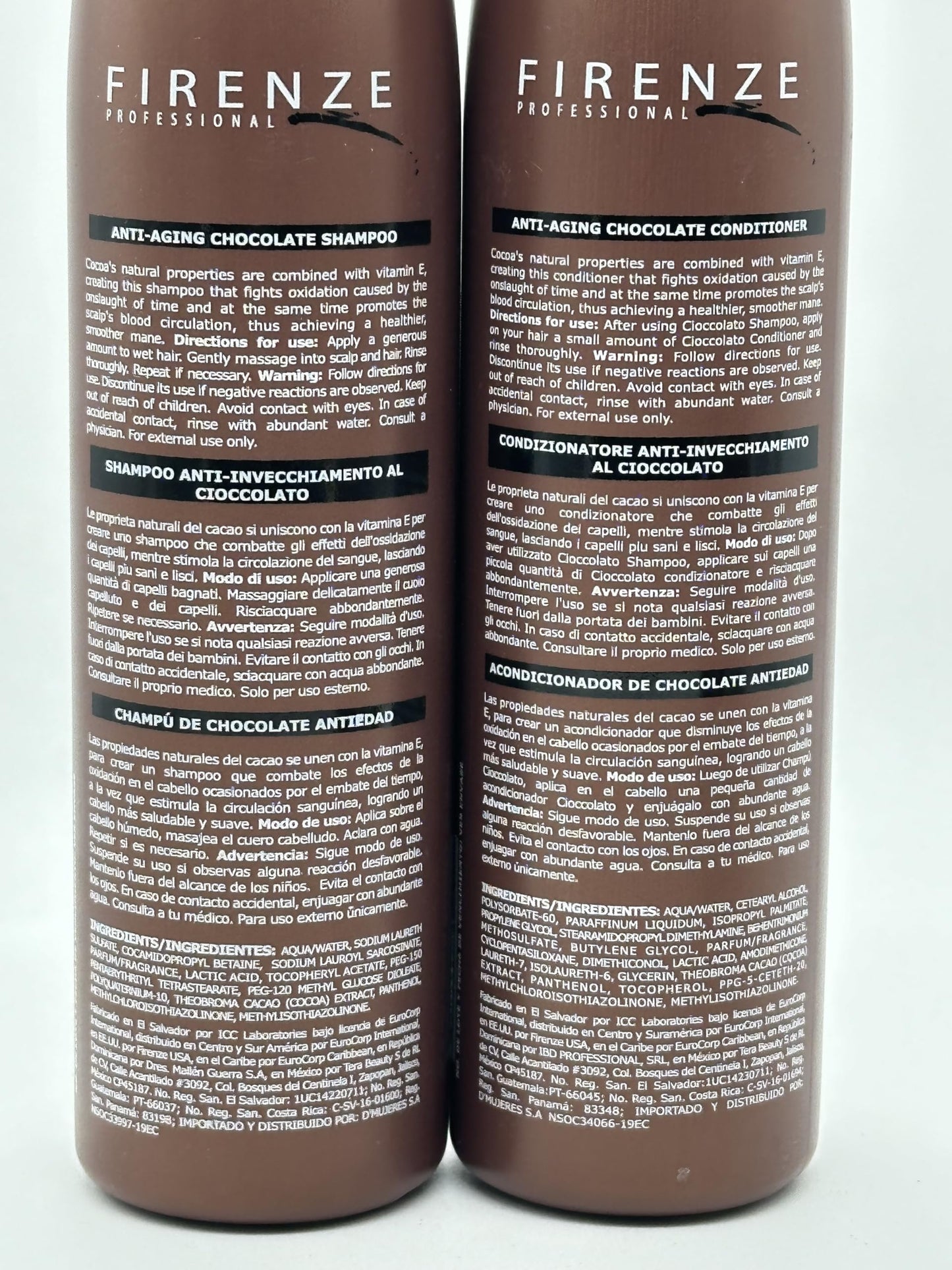 Firenze Professional Cioccolato (CI) Shampoo & Conditioner 10.1 fl oz/300ml + Mask Treatment 13.5 oz/400ml