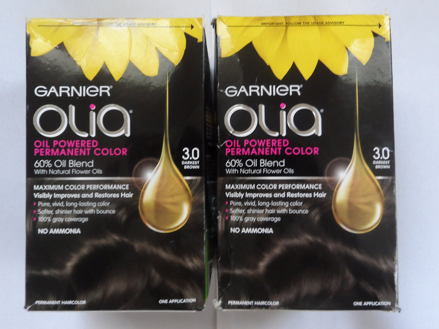 Garnier Olia Oil Powered Permanent Hair Color, 3.0 Darkest Brown