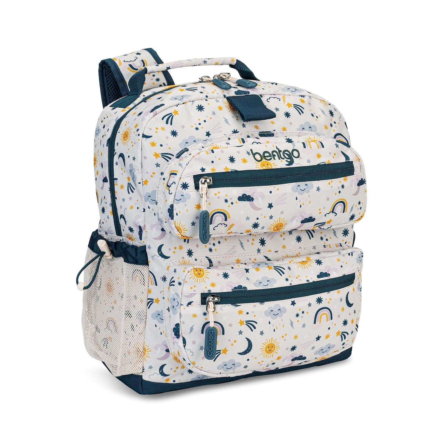 Bentgo Kids Backpack - Lightweight 14” Backpack in Fun Prints for School, Travel, & Daycare, Ideal for Ages 4+, Roomy Interior, Durable & Water-Resistant Fabric, & Loop for Lunch Bag (Friendly Skies)