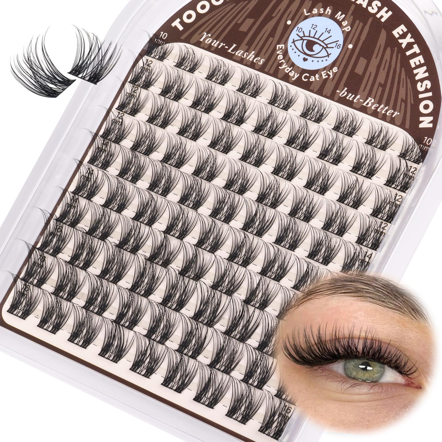 TOOCHUNAG Natural Lash Clusters Wispy Eyelash Clusters D Curly Volume Individual Lashes 10-16MM Cluster Eyelash Extensions DIY Lash Extension Thin Beauty and Personal Care TOOCHUNAG Default Title